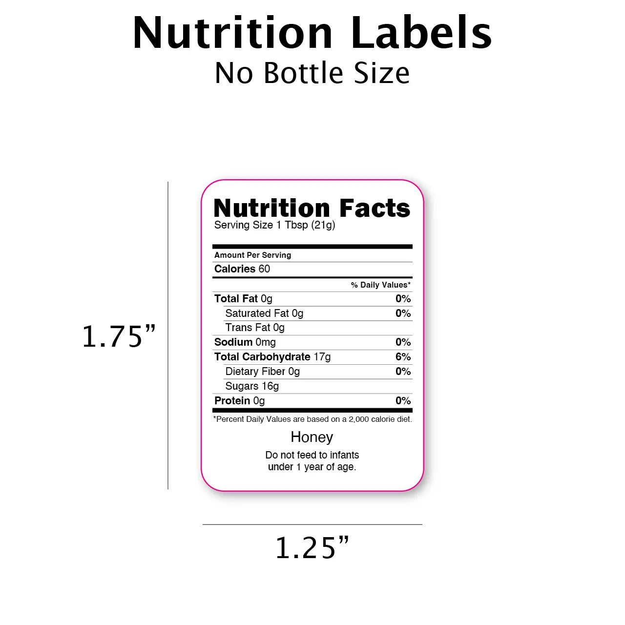 Nutrition Labels for Honey [NTNL] Roll of 250