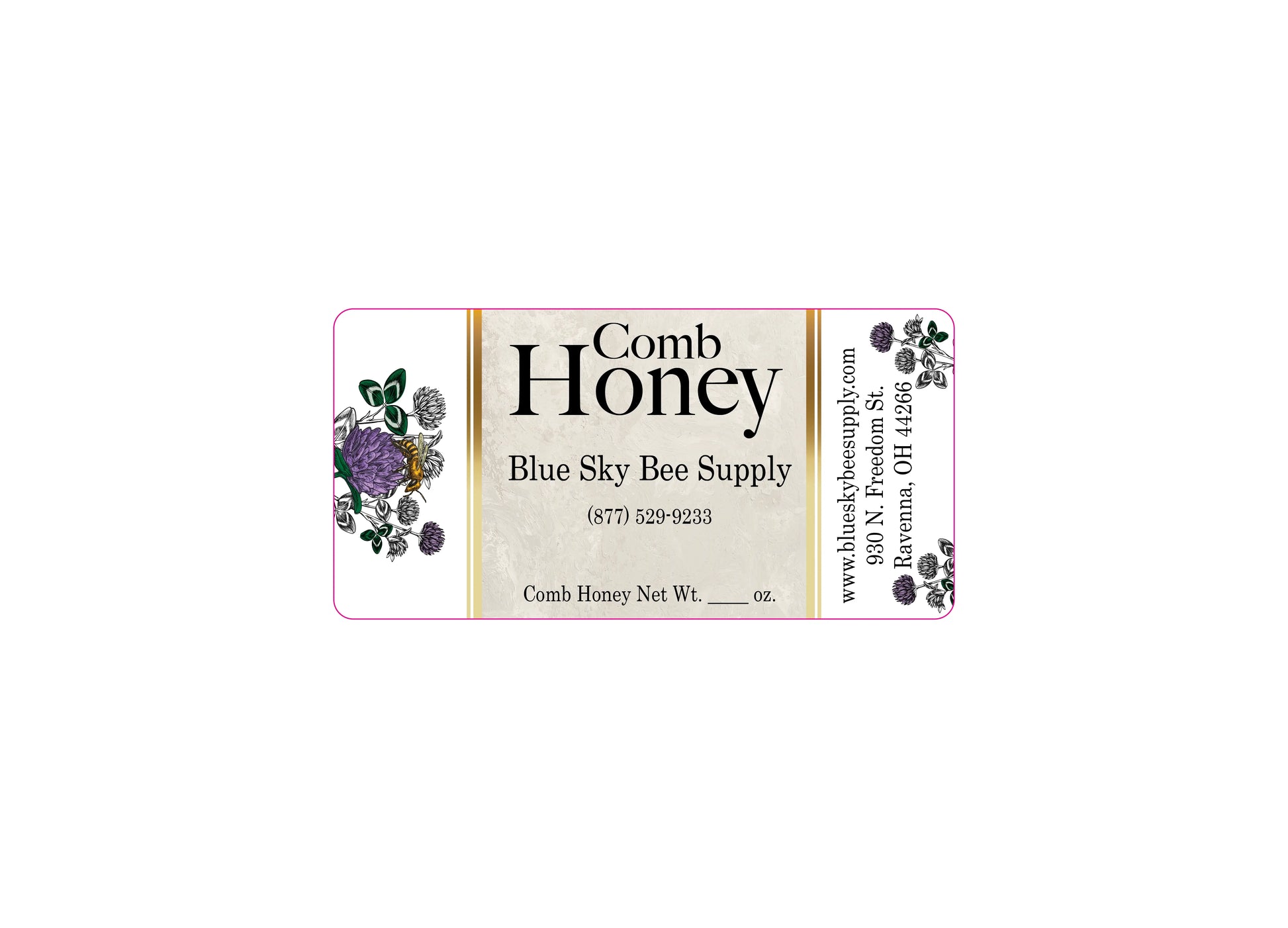 Customizable Half Size Cut Comb Box Labels (160 count) Blue Sky Bee Supply