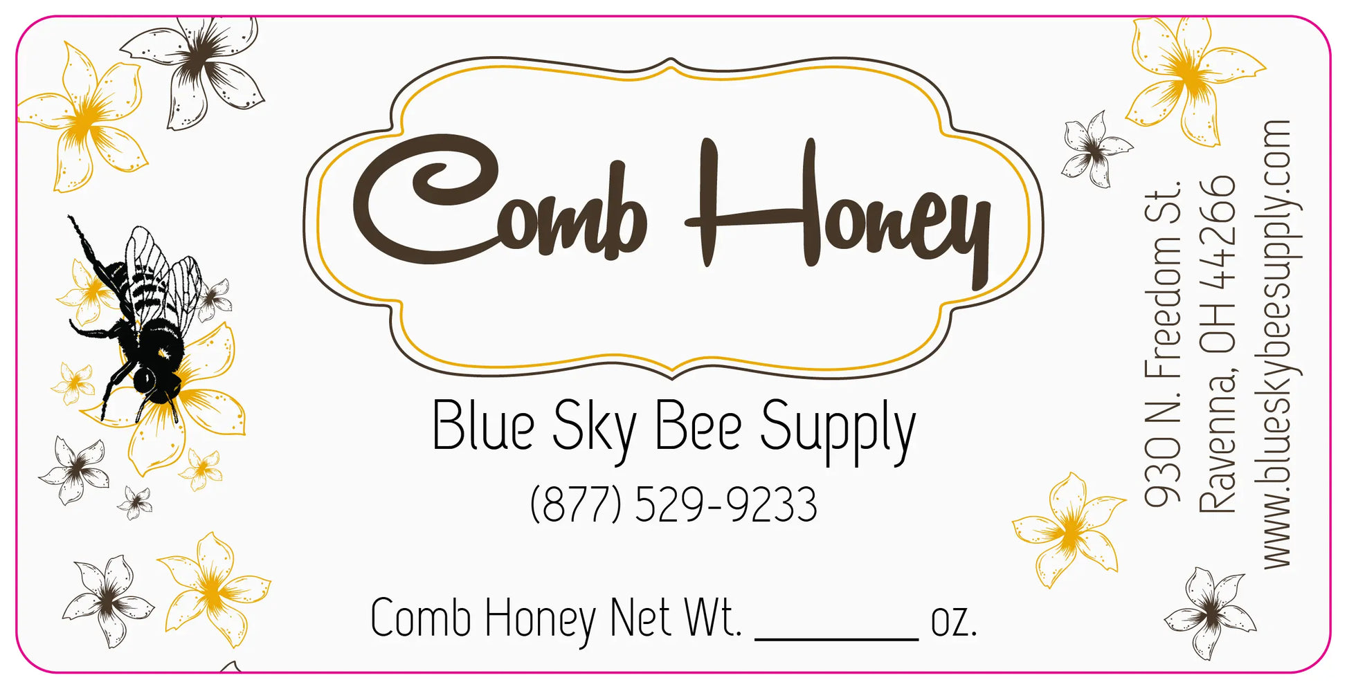 Customizable Half Size Cut Comb Box Labels (160 count) Blue Sky Bee Supply