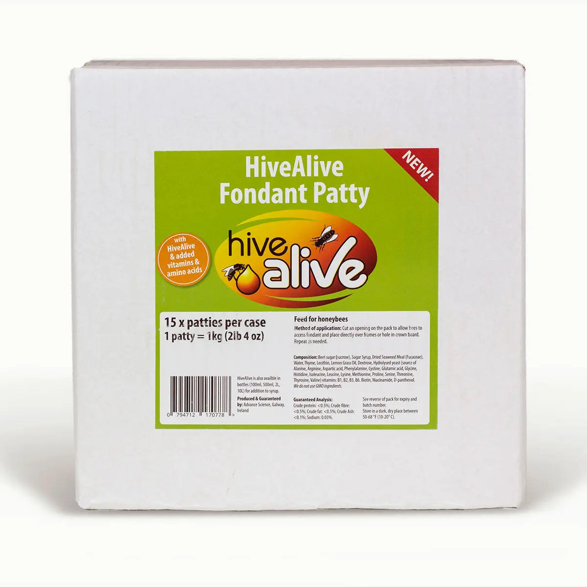 Hive Alive Fondant Patty (single 2.2 lb. patty or case of 15 patties) Hive Alive