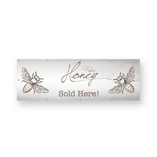 "Pure Honey Sold Here" Stock Vinyl Banner [HFS-SBAN] Blue Sky Bee Supply