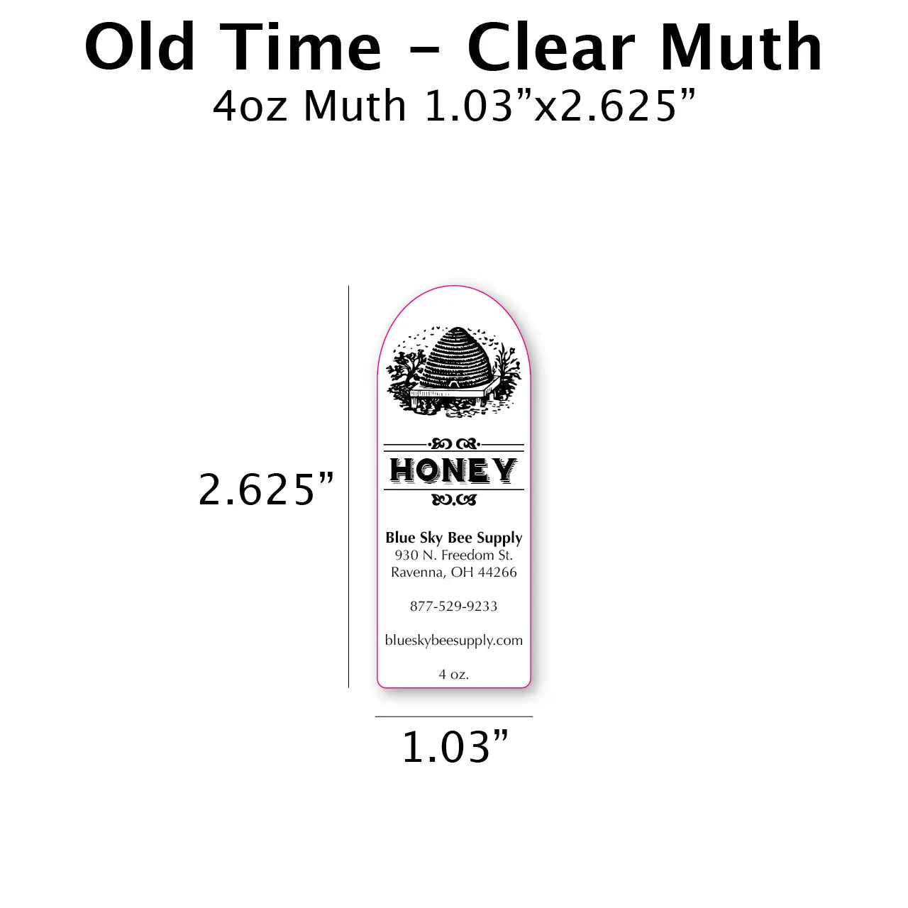 Old Time - Clear Muth Label Blue Sky Bee Supply