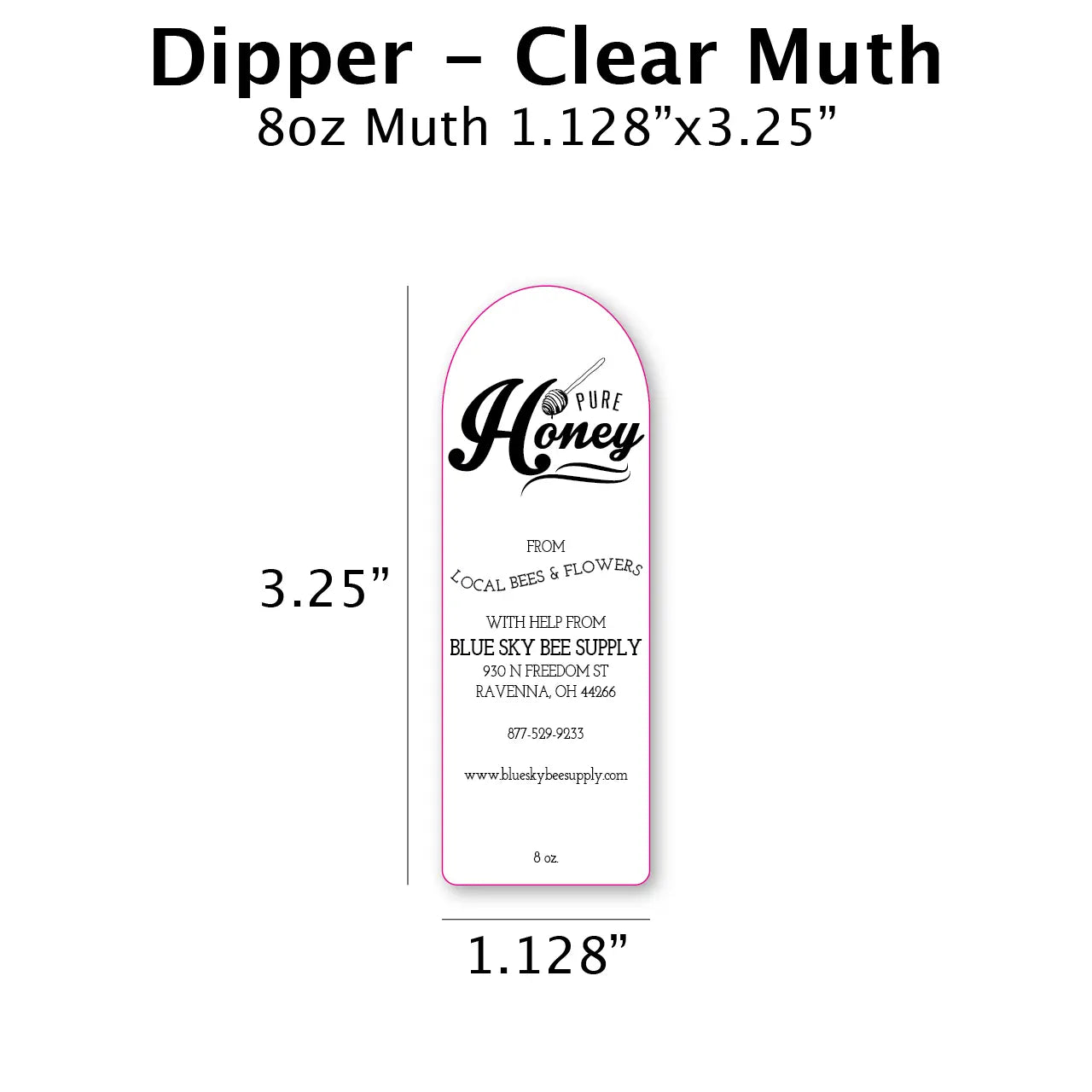 Dipper - Clear Muth Label Blue Sky Bee Supply