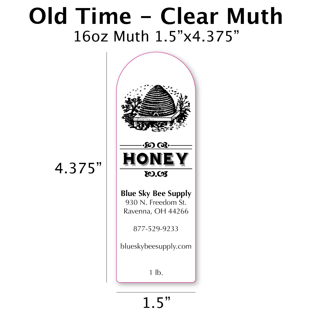 Old Time - Clear Muth Label Blue Sky Bee Supply