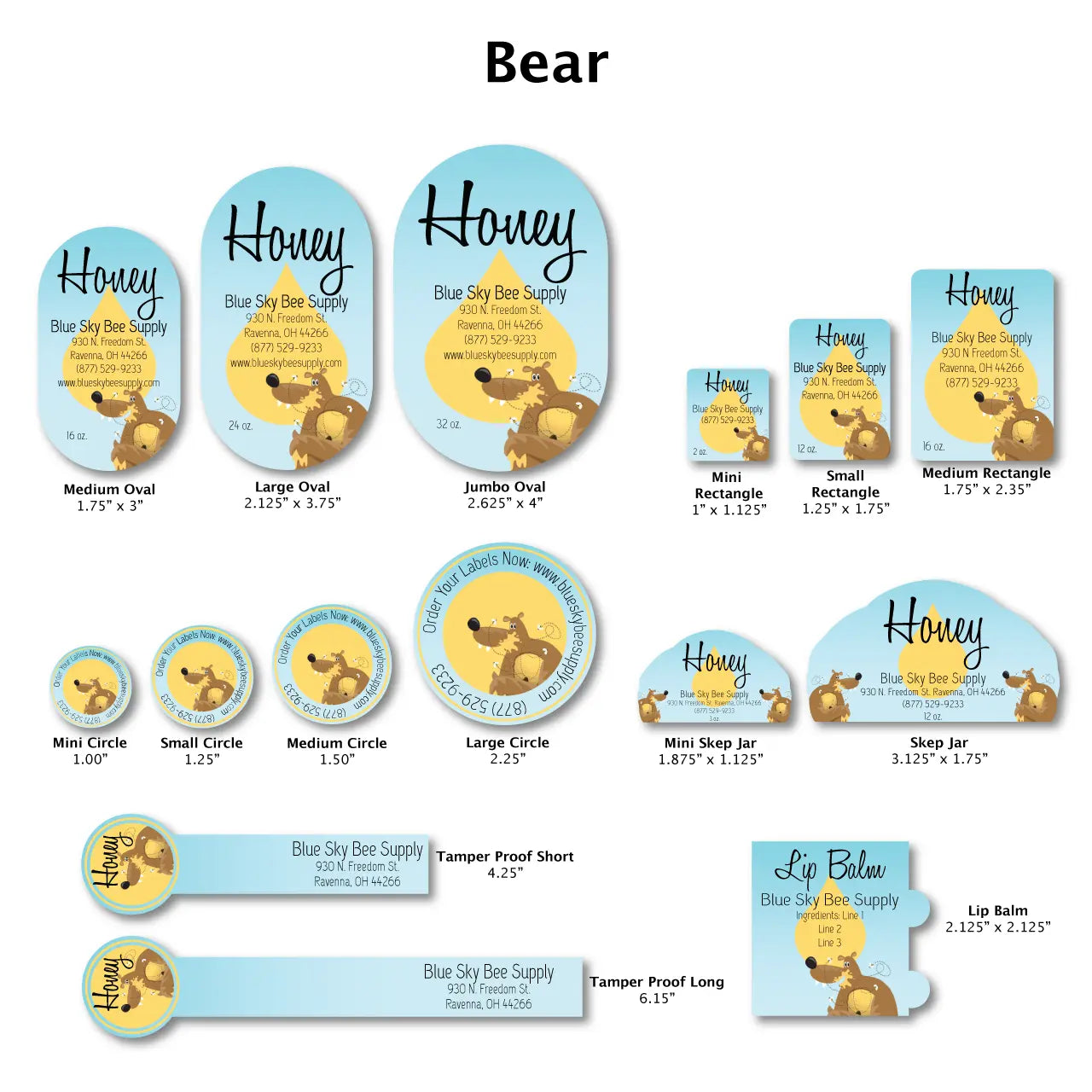 Bear - Customizable Label Design Blue Sky Bee Supply