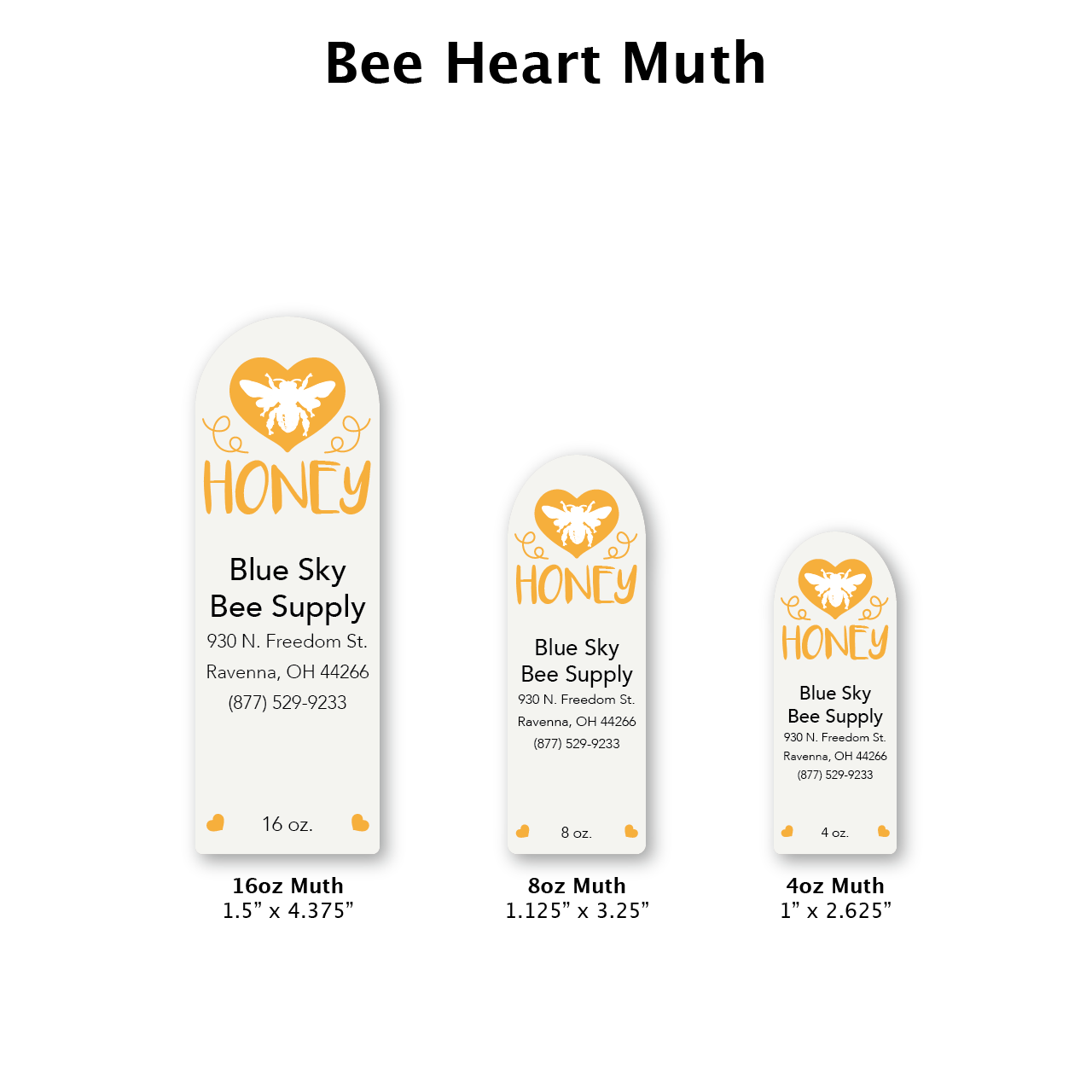 Bee Heart - Customizable Muth Jar Labels