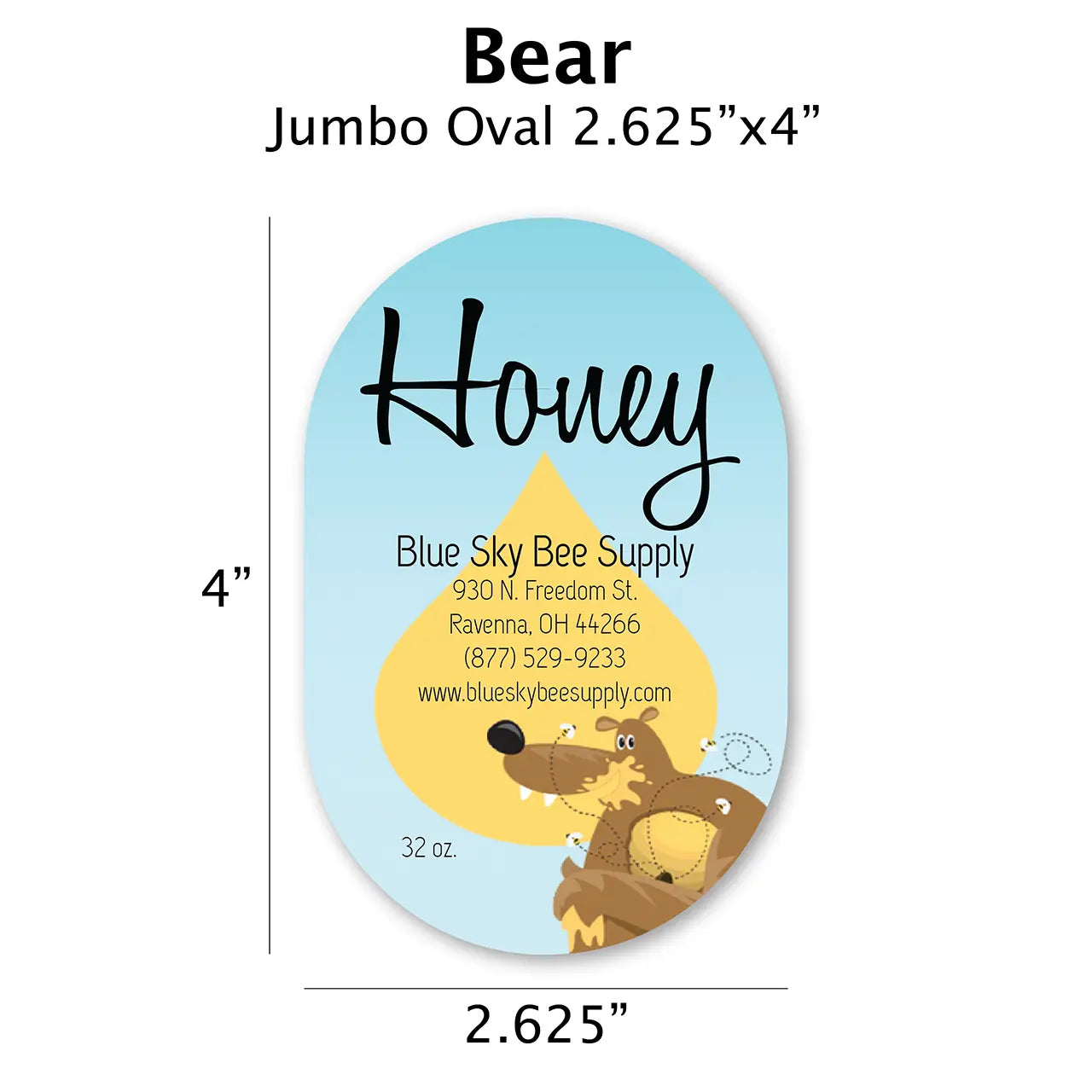 Bear - Customizable Label Design Blue Sky Bee Supply