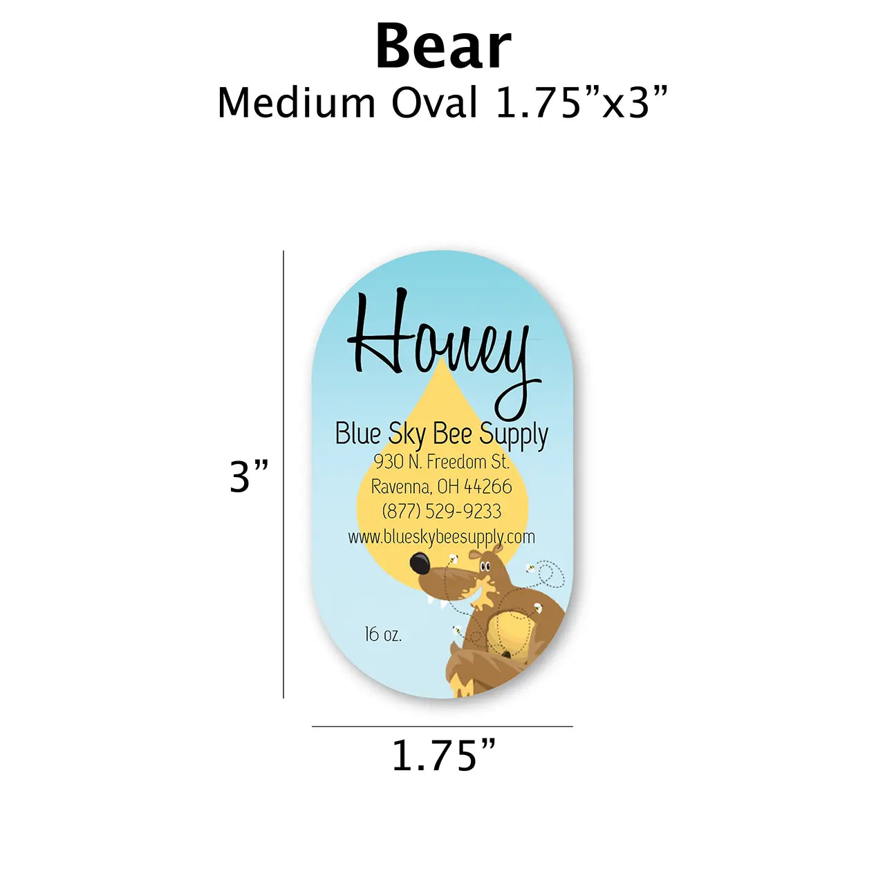 Bear - Customizable Label Design Blue Sky Bee Supply