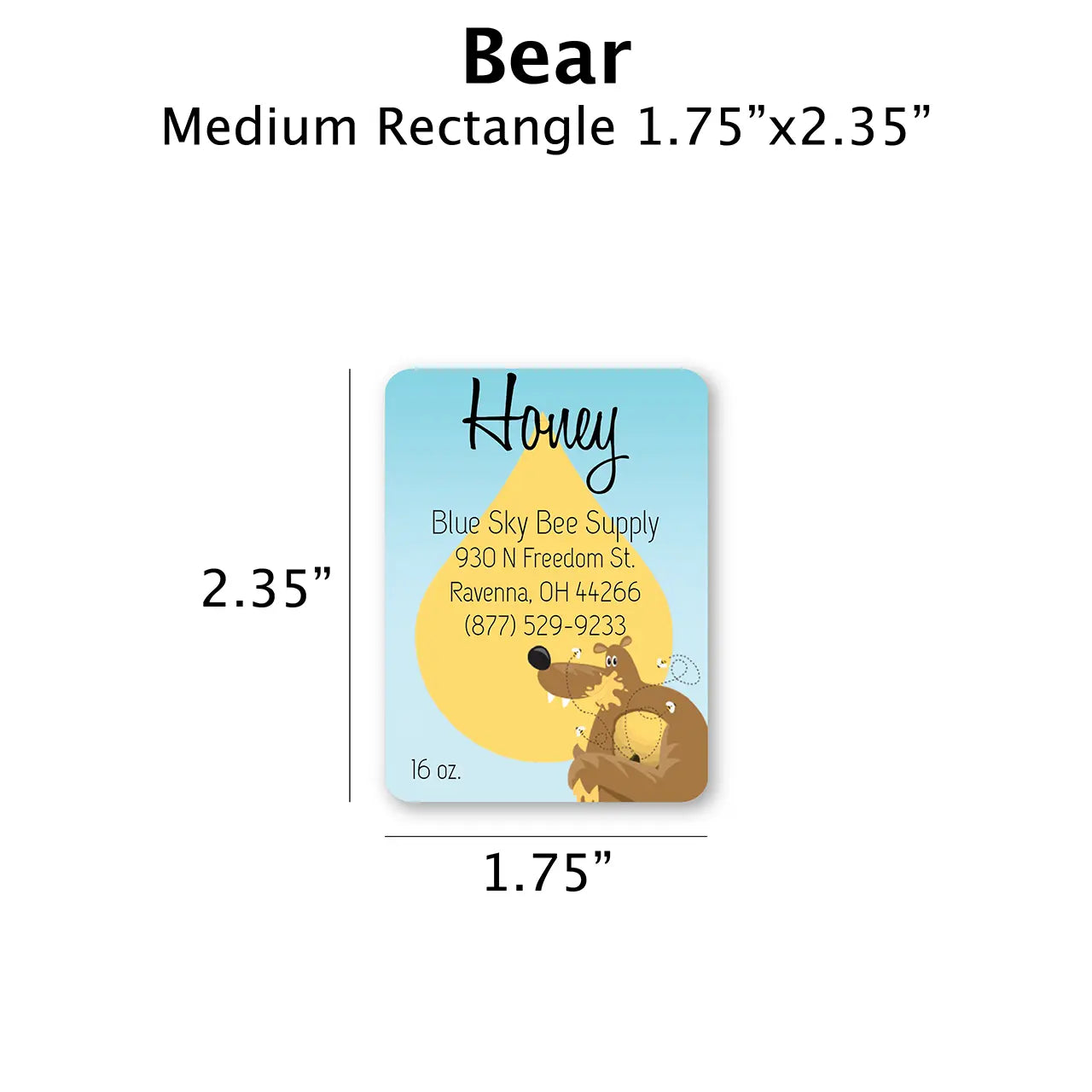 Bear - Customizable Label Design Blue Sky Bee Supply