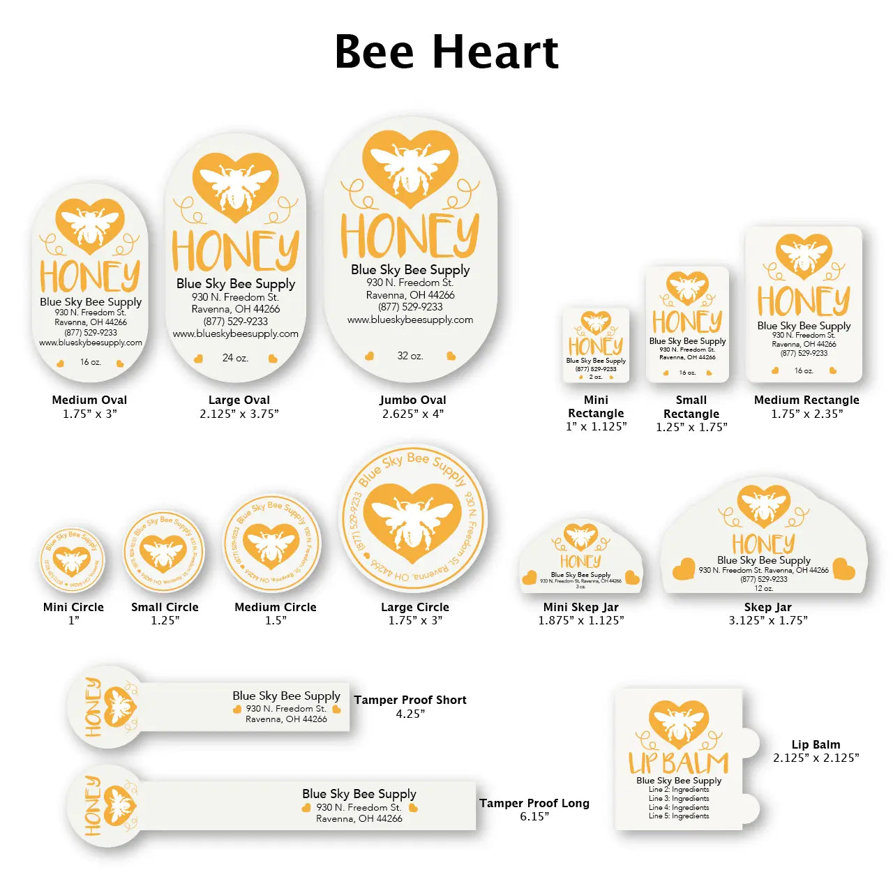 Bee Heart - Customizable Label Design Blue Sky Bee Supply