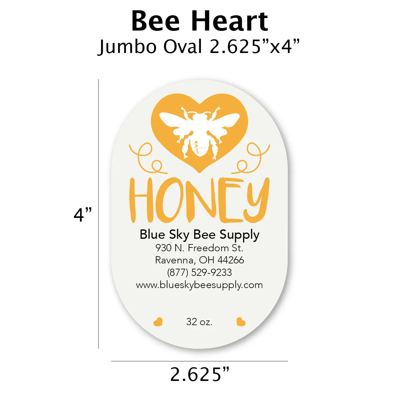 Bee Heart - Customizable Label Design Blue Sky Bee Supply