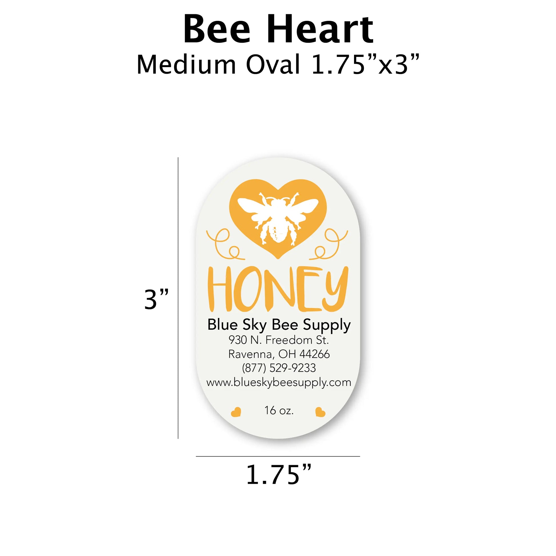 Bee Heart - Customizable Label Design Blue Sky Bee Supply