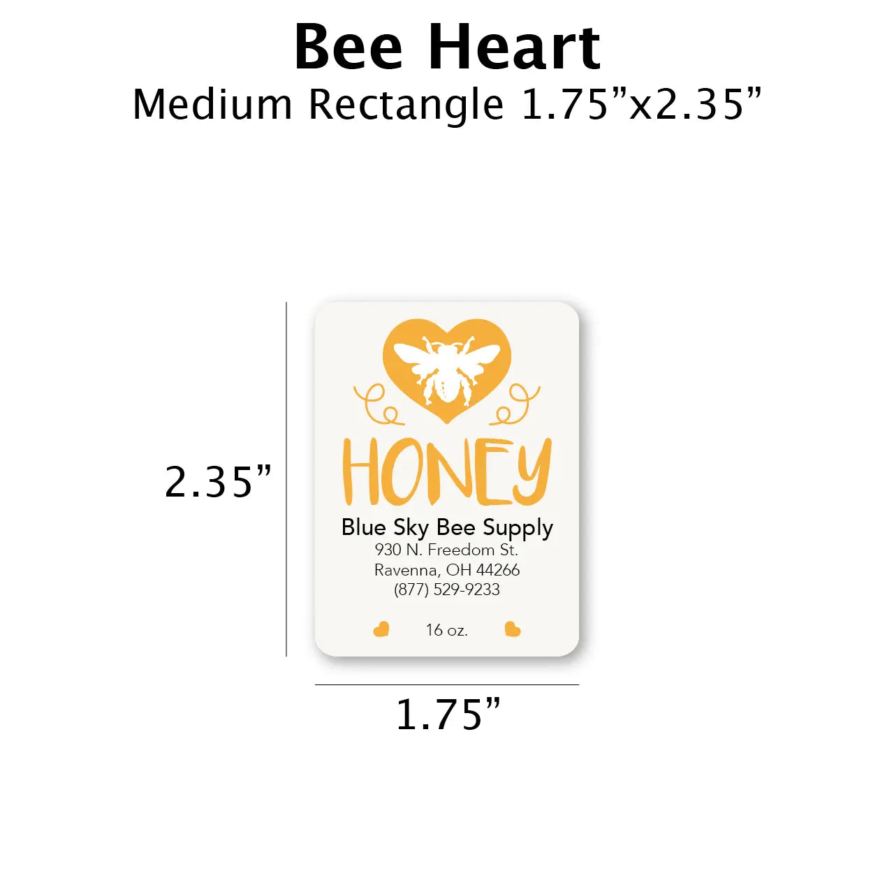 Bee Heart - Customizable Label Design Blue Sky Bee Supply