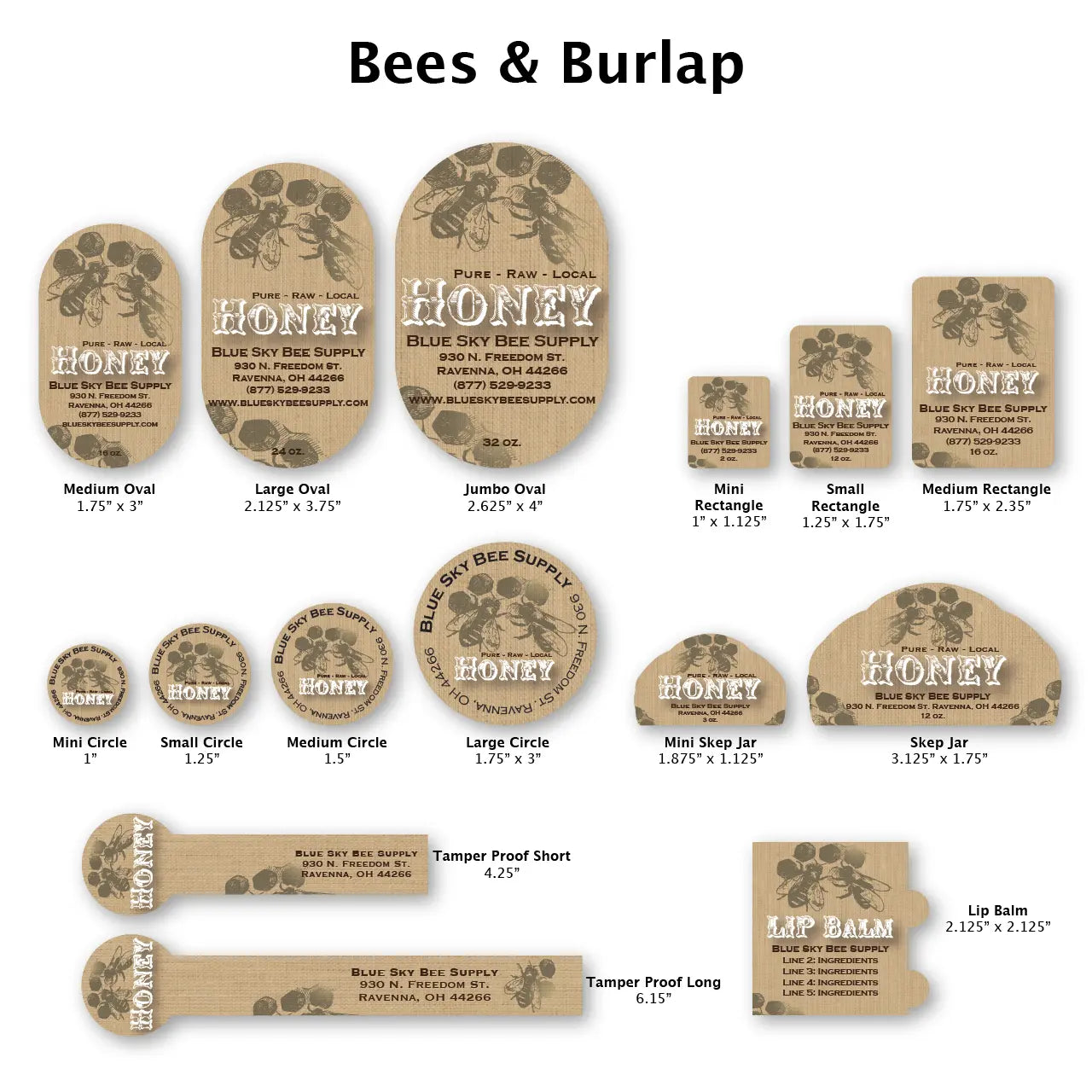 Bees & Burlap - Customizable Label Design Blue Sky Bee Supply