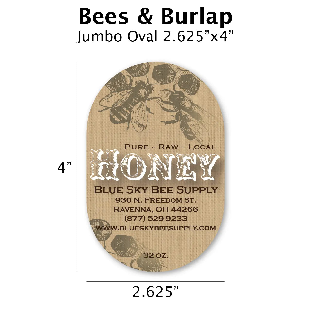 Bees & Burlap - Customizable Label Design Blue Sky Bee Supply