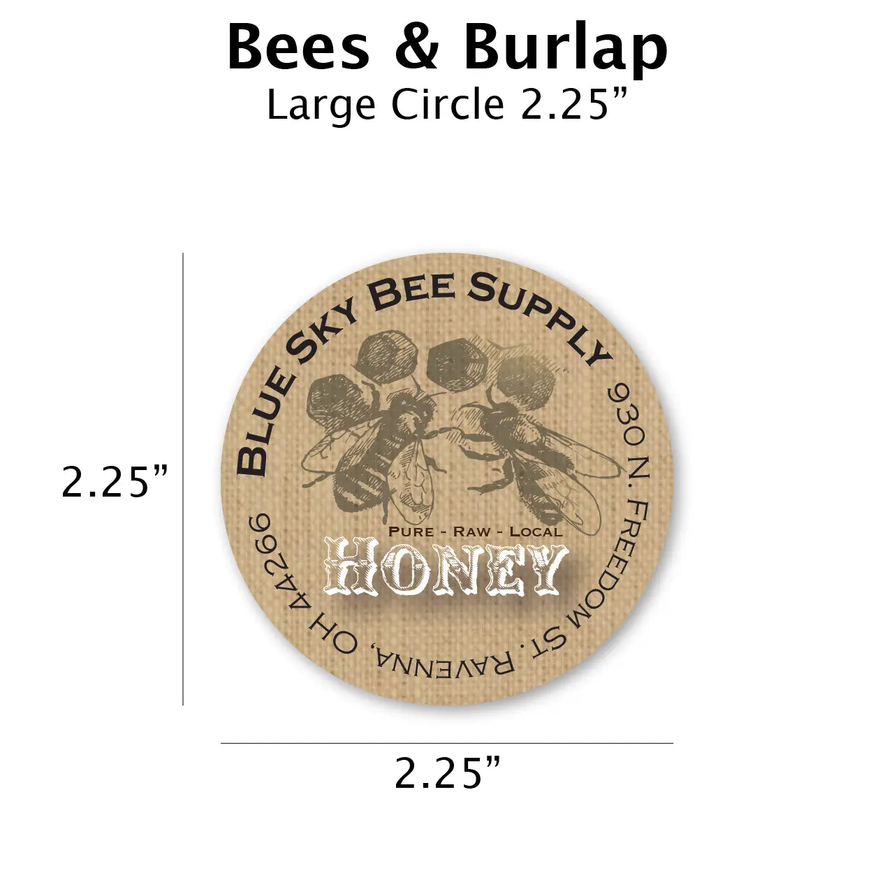 Bees & Burlap - Customizable Label Design Blue Sky Bee Supply