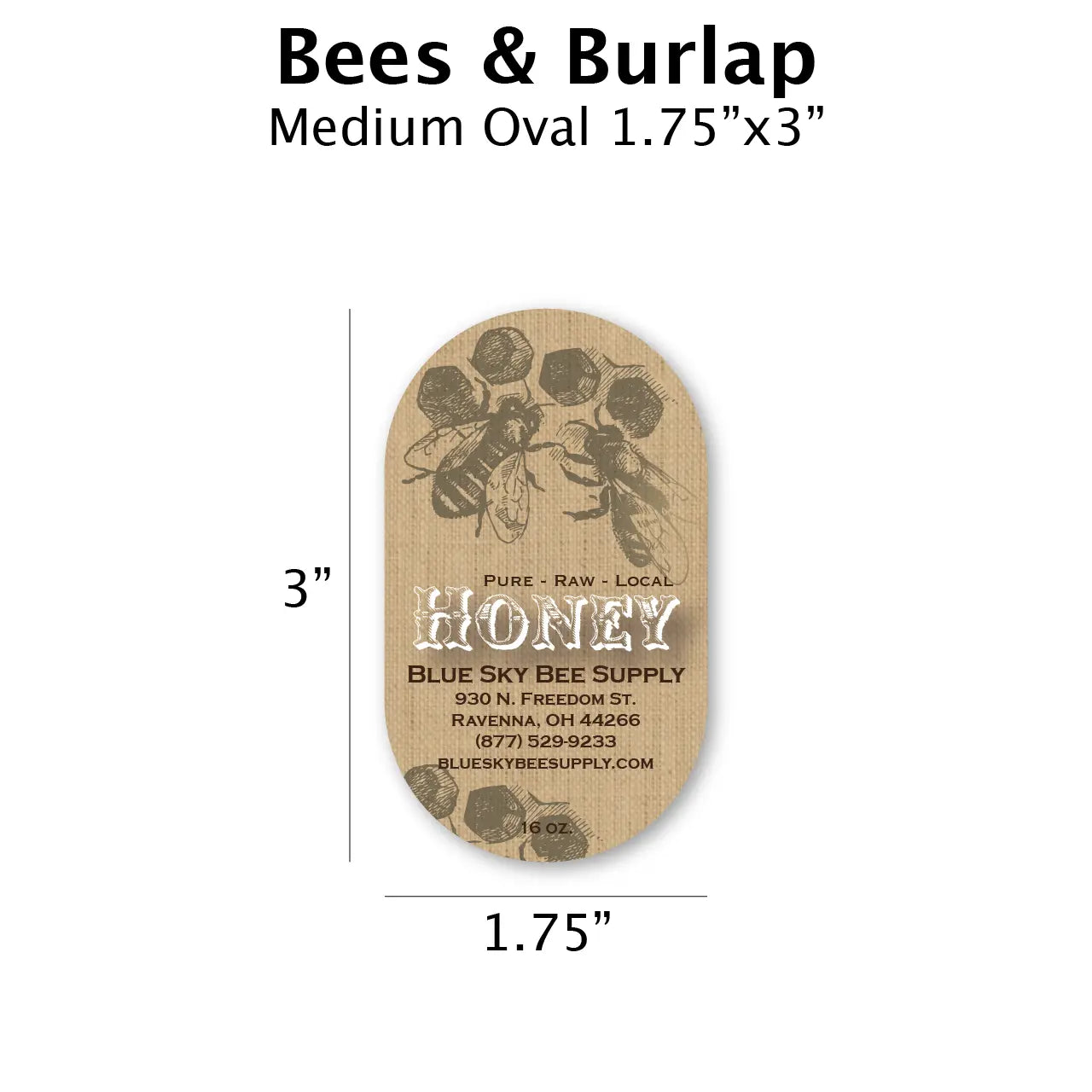 Bees & Burlap - Customizable Label Design Blue Sky Bee Supply