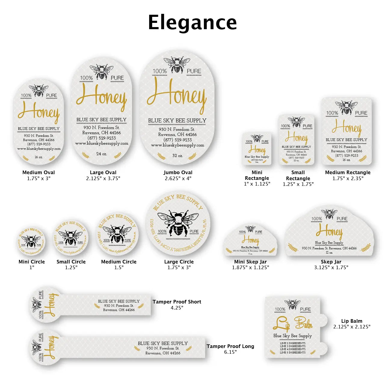 Elegance - Customizable Label Design Blue Sky Bee Supply