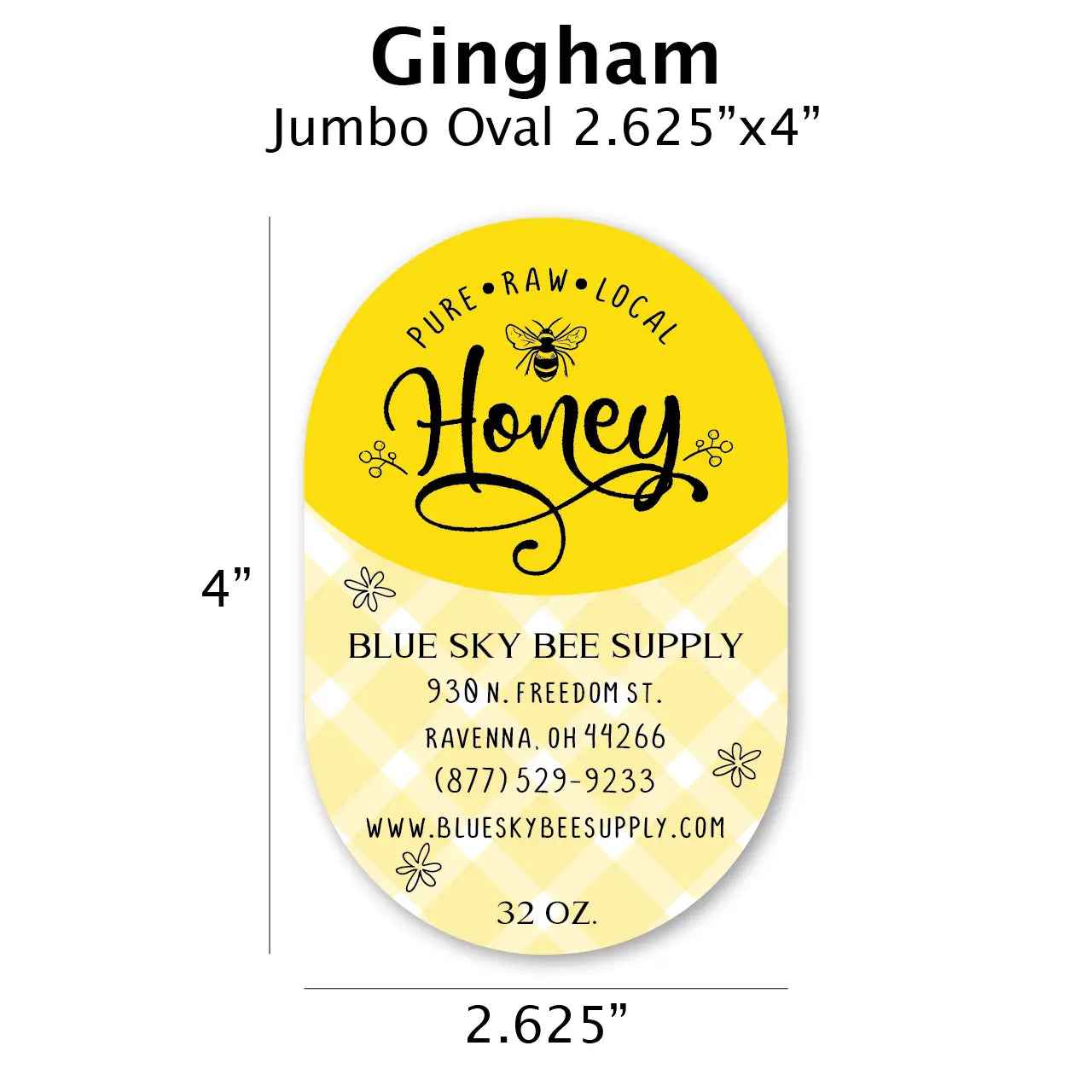 Gingham - Customizable Label Design Blue Sky Bee Supply