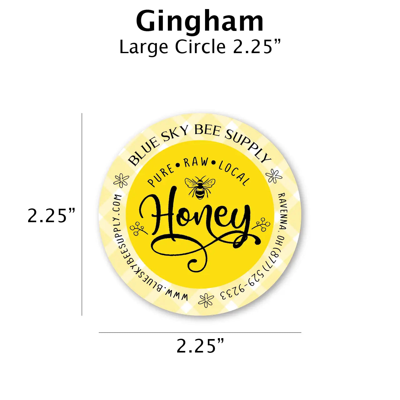 Gingham - Customizable Label Design Blue Sky Bee Supply