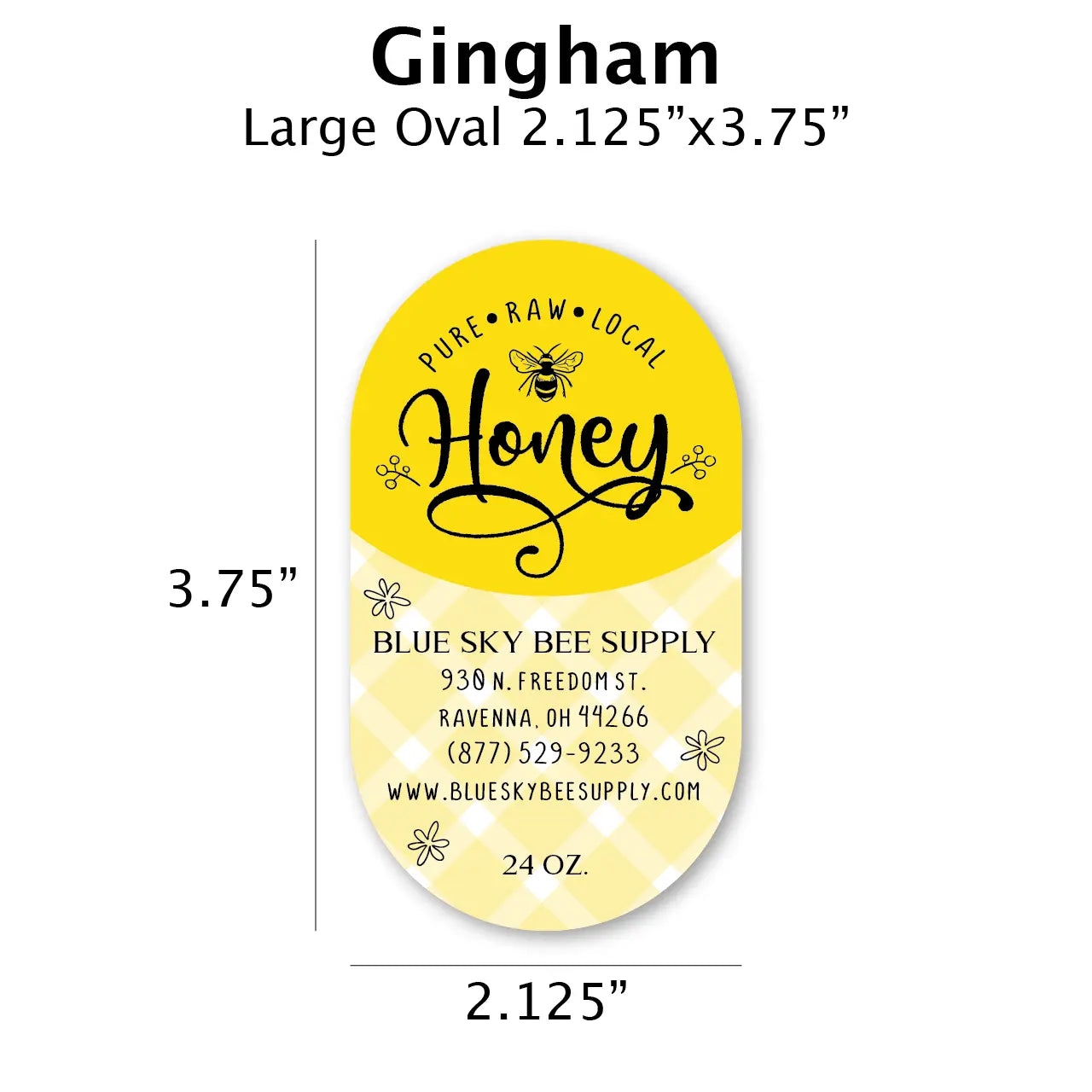 Gingham - Customizable Label Design Blue Sky Bee Supply