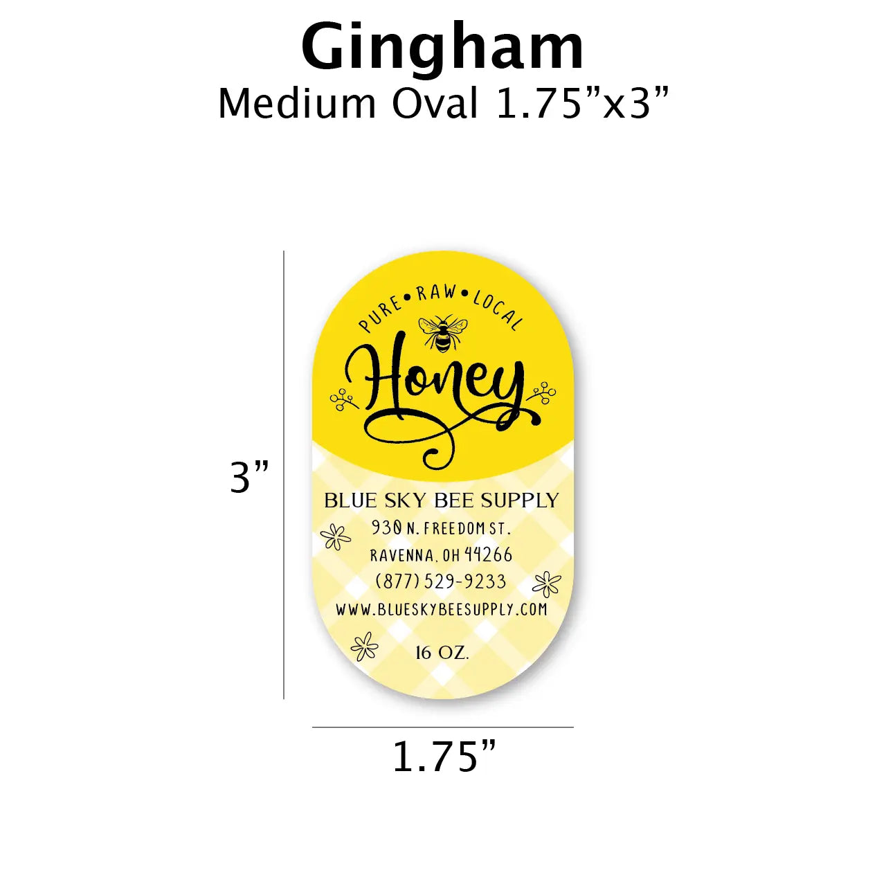 Gingham - Customizable Label Design Blue Sky Bee Supply