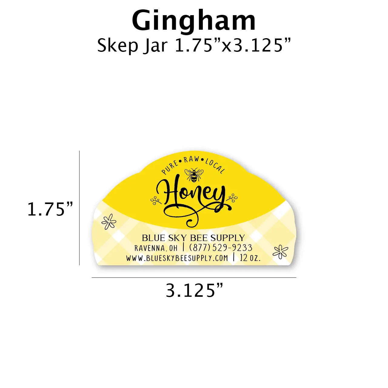 Gingham - Customizable Label Design Blue Sky Bee Supply