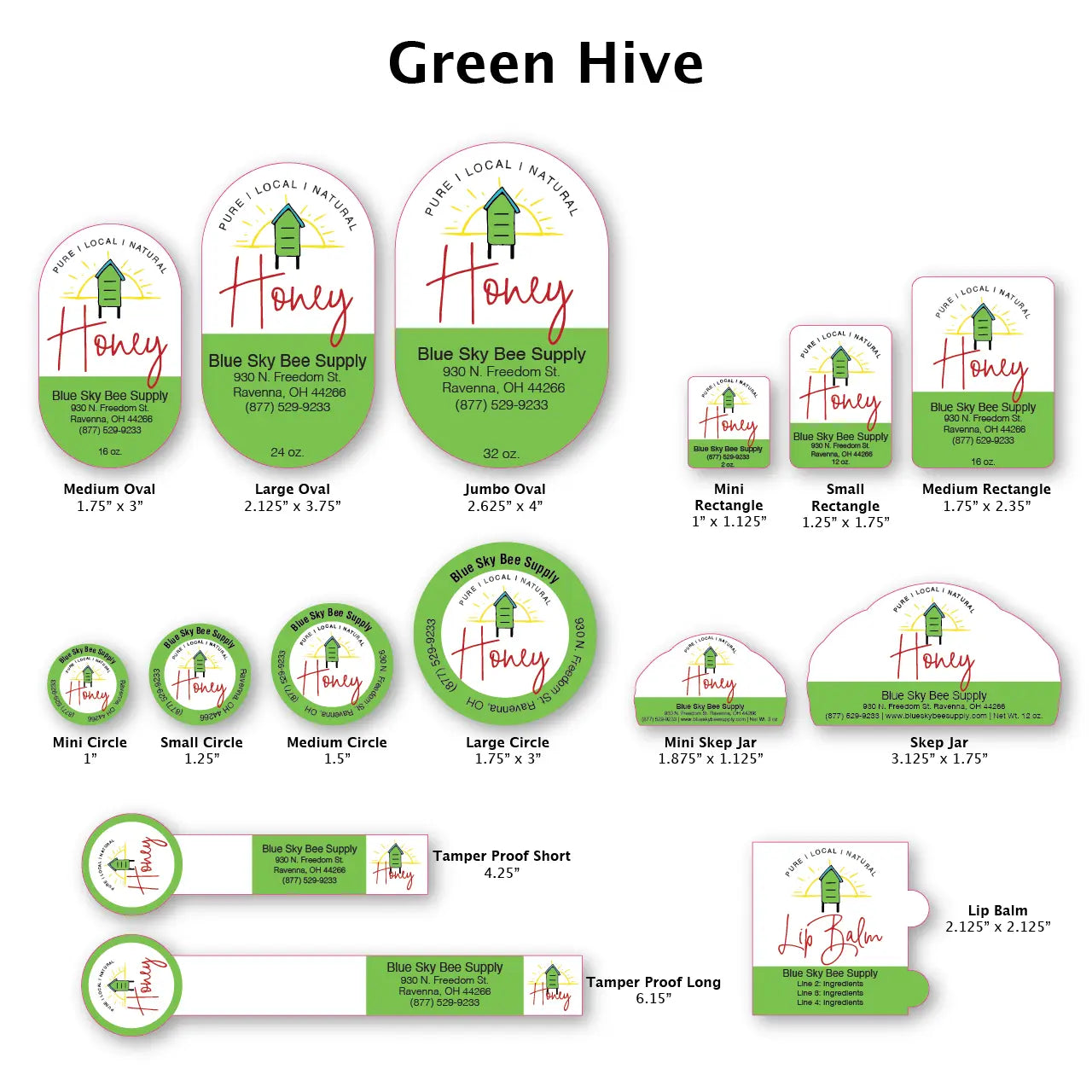 Green Hive - Customizable Label Design Blue Sky Bee Supply