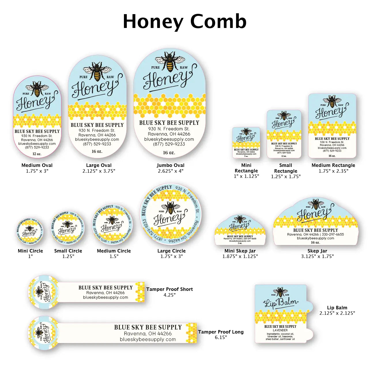 Honey Comb - Customizable Label Design Blue Sky Bee Supply