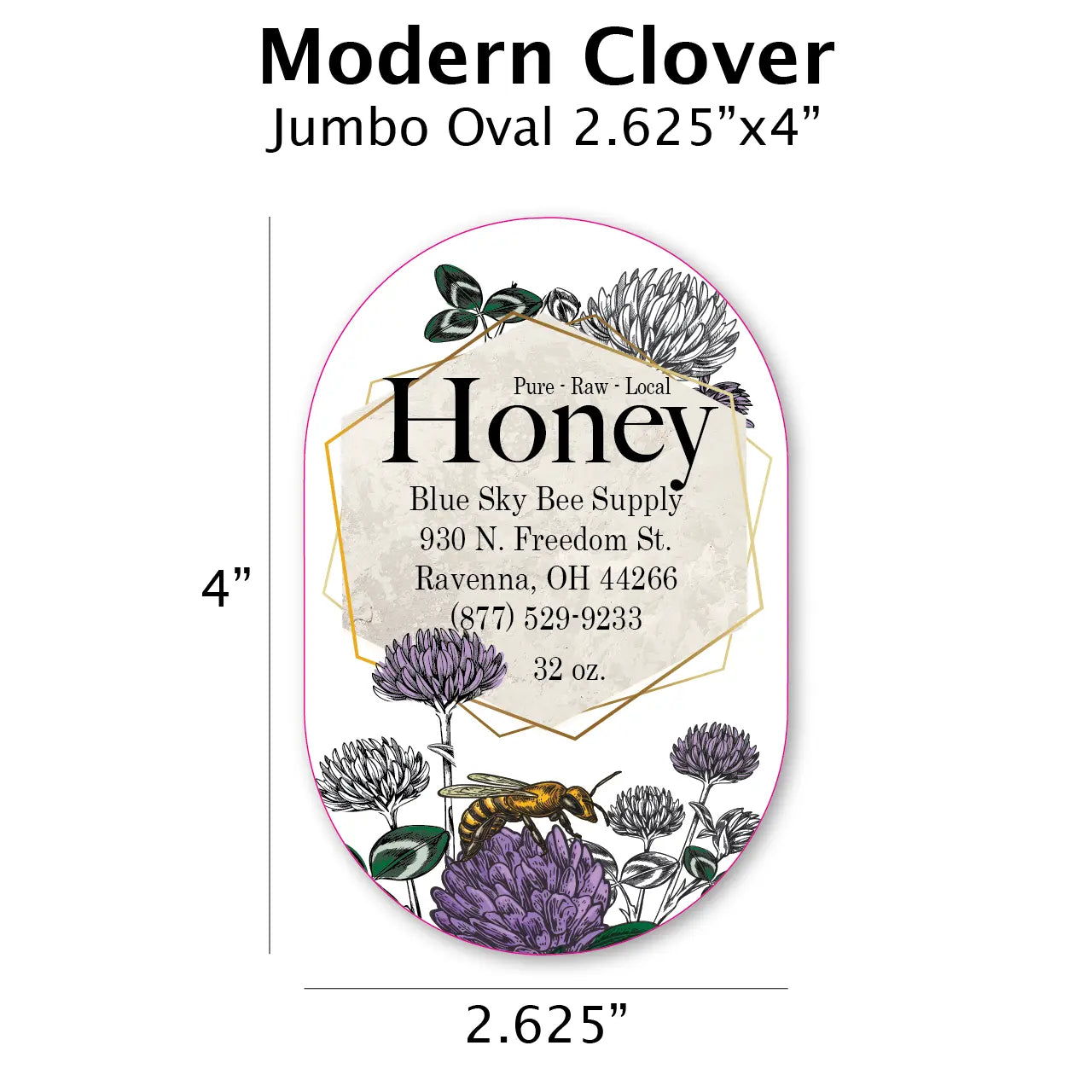 Modern Clover - Customizable Label Design Blue Sky Bee Supply