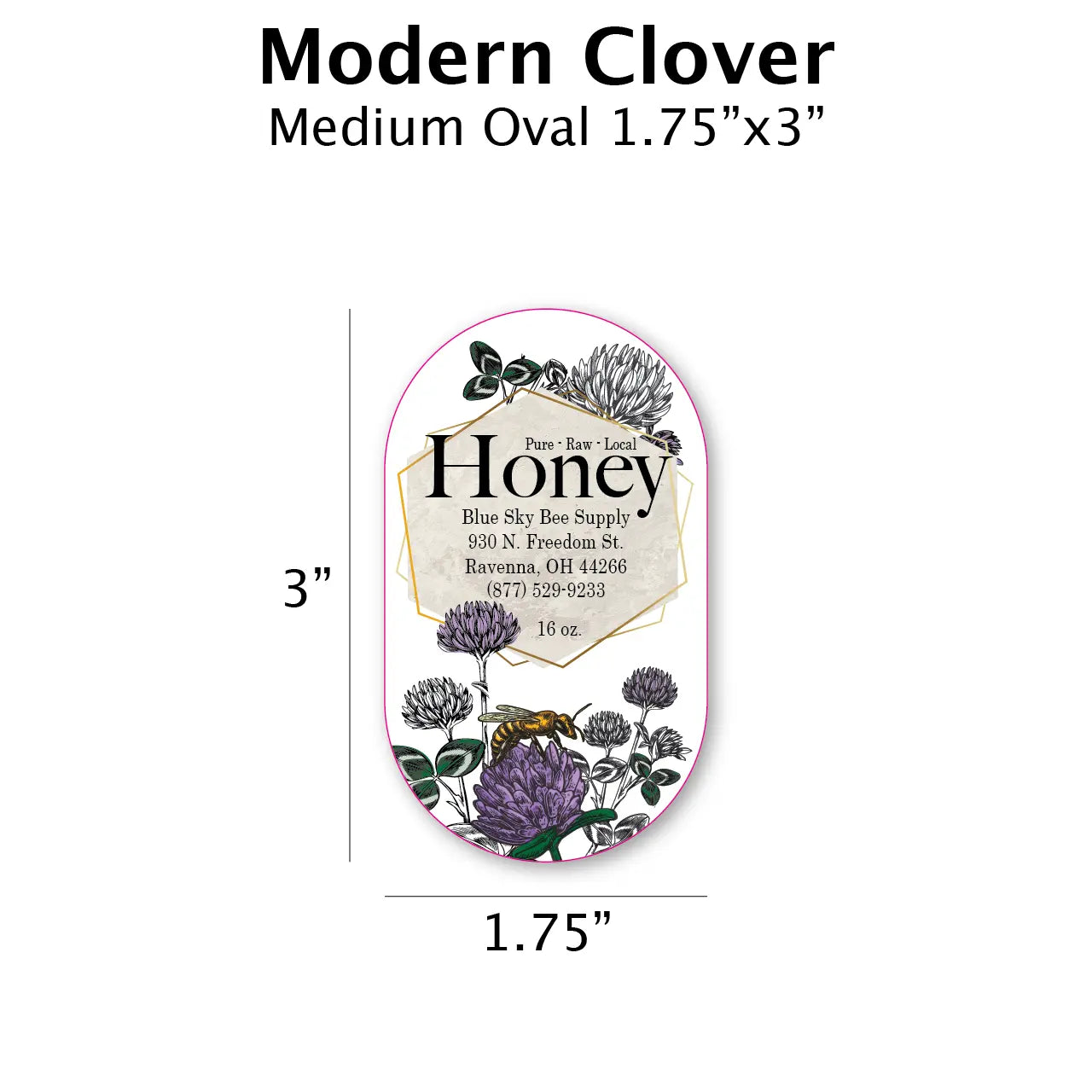 Modern Clover - Customizable Label Design Blue Sky Bee Supply