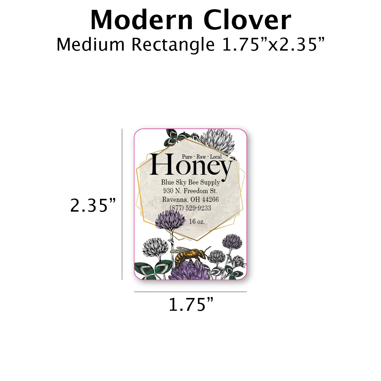 Modern Clover - Customizable Label Design Blue Sky Bee Supply