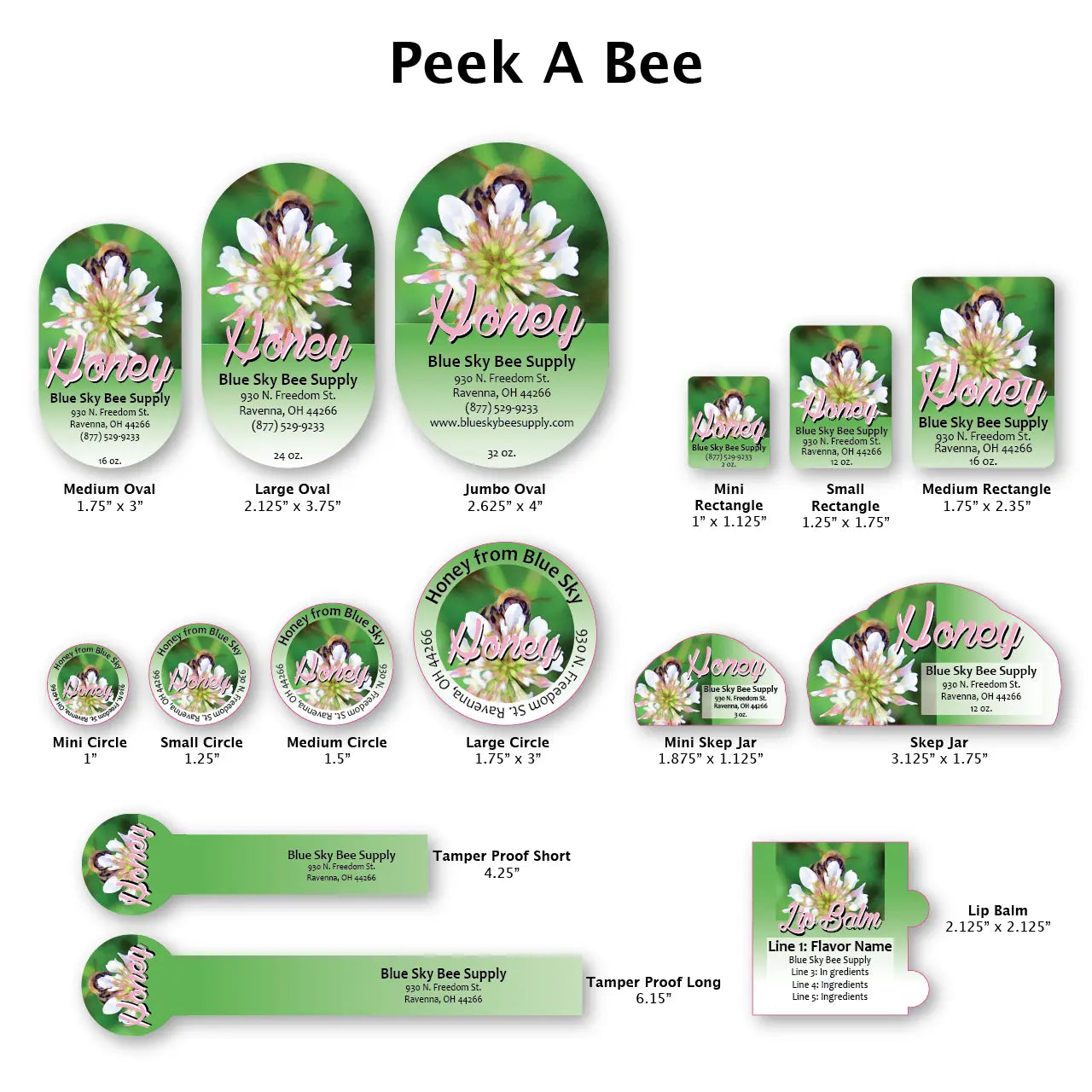 Peek A Bee - Customizable Label Design Blue Sky Bee Supply