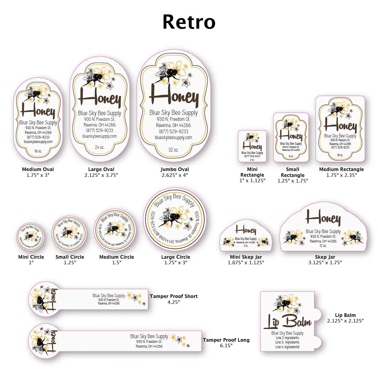 Retro - Customizable Label Design Blue Sky Bee Supply
