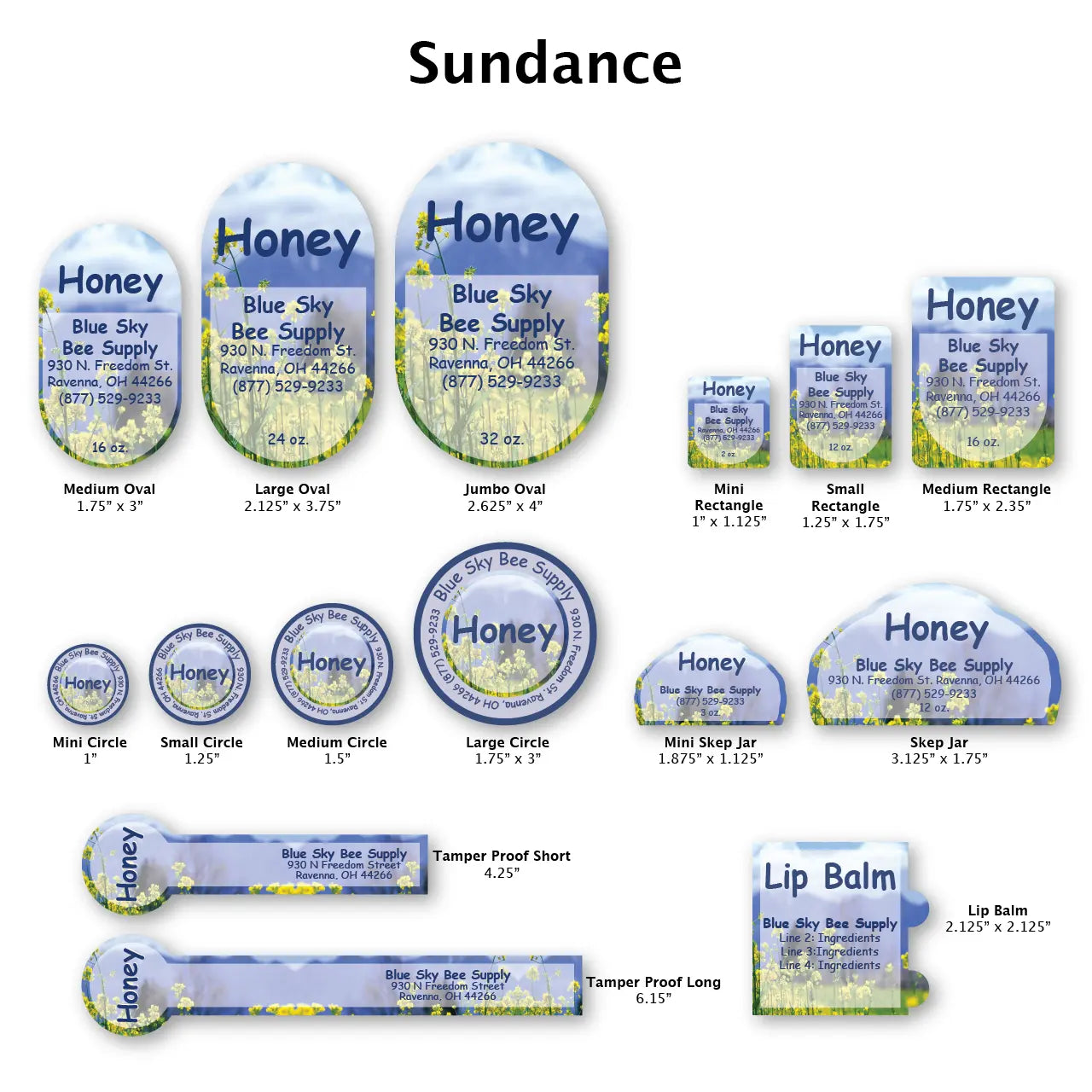 Sundance - Customizable Label Design Blue Sky Bee Supply