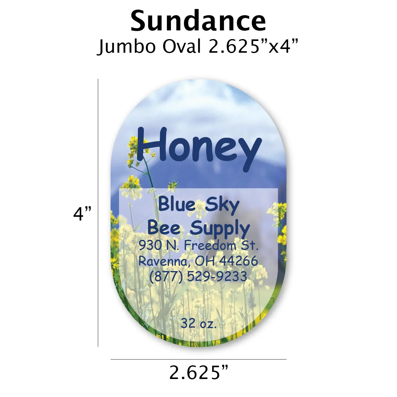 Sundance - Customizable Label Design Blue Sky Bee Supply