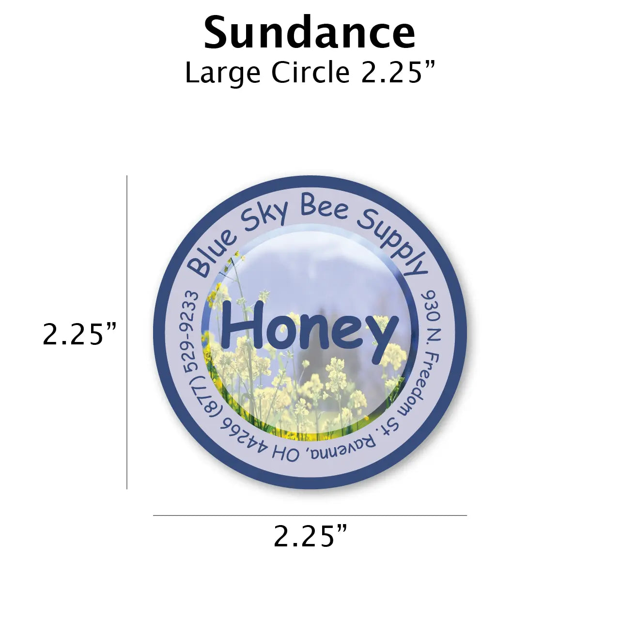 Sundance - Customizable Label Design Blue Sky Bee Supply