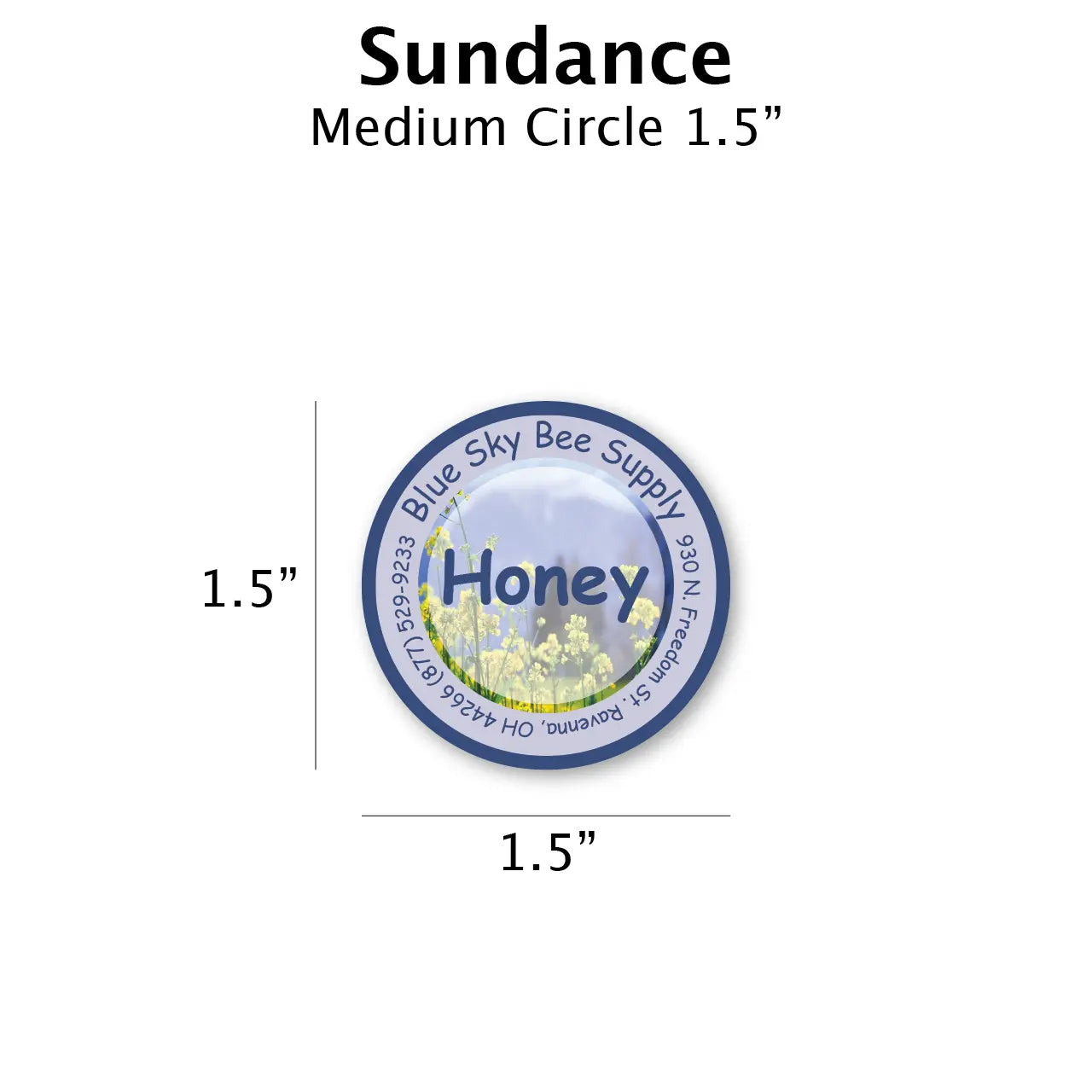 Sundance - Customizable Label Design Blue Sky Bee Supply