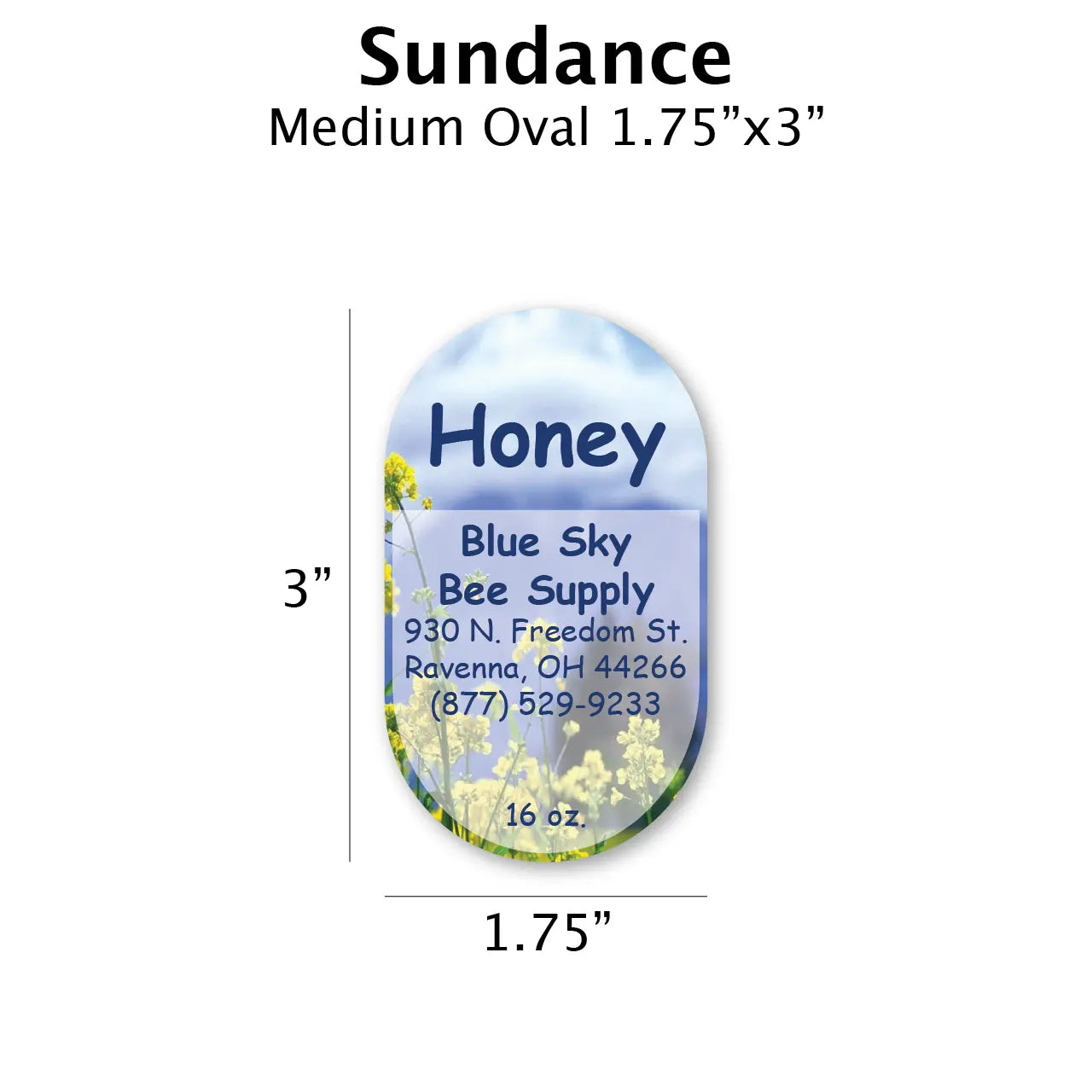 Sundance - Customizable Label Design Blue Sky Bee Supply