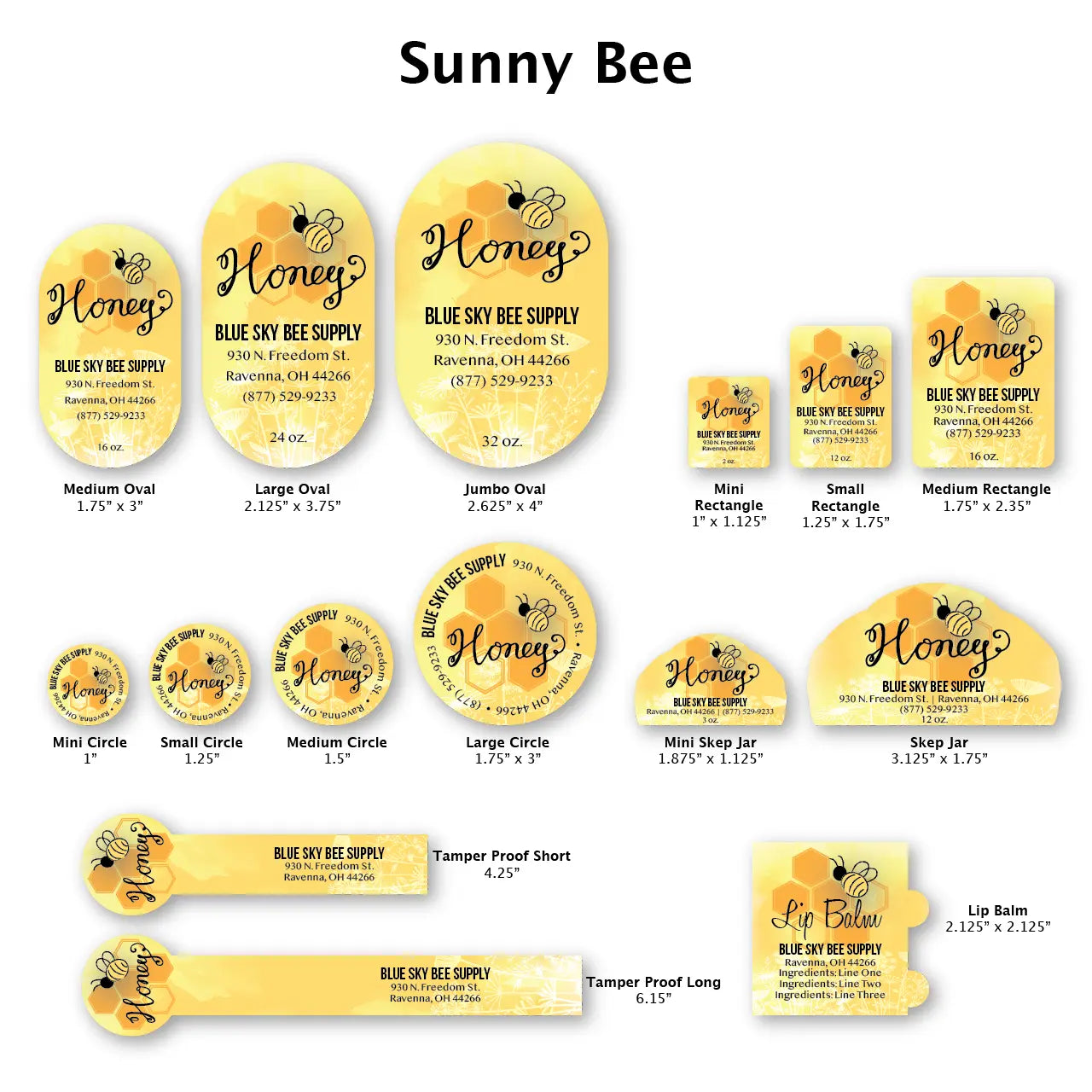 Sunny Bee - Customizable Label Design Blue Sky Bee Supply