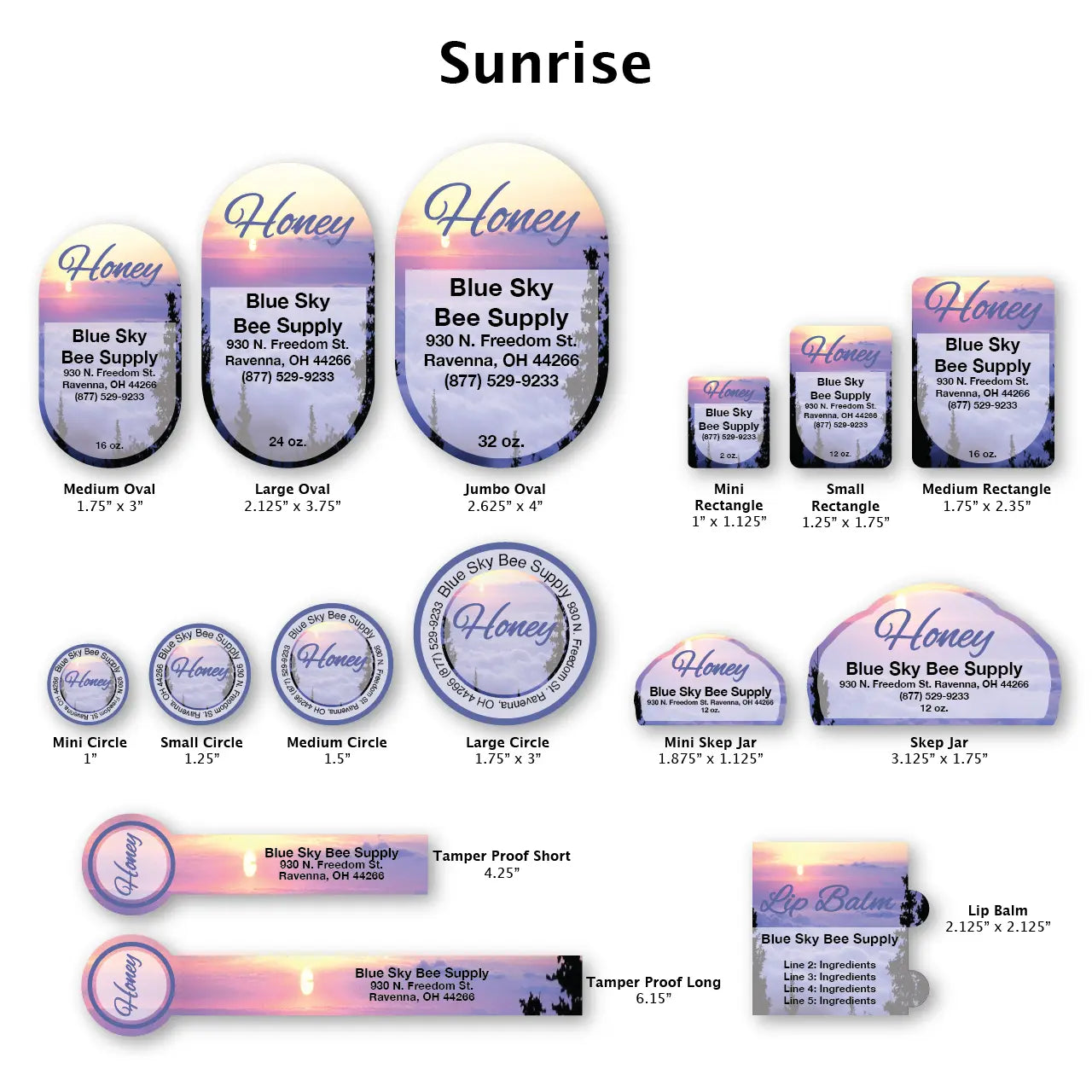 Sunrise - Customizable Label Design Blue Sky Bee Supply