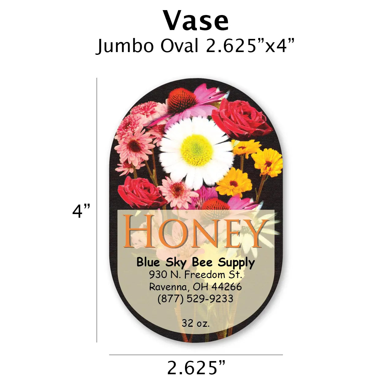 Vase - Customizable Label Design Blue Sky Bee Supply