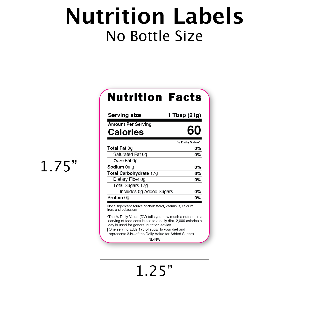 Nutrition Labels for Honey [NTNL] Roll of 250