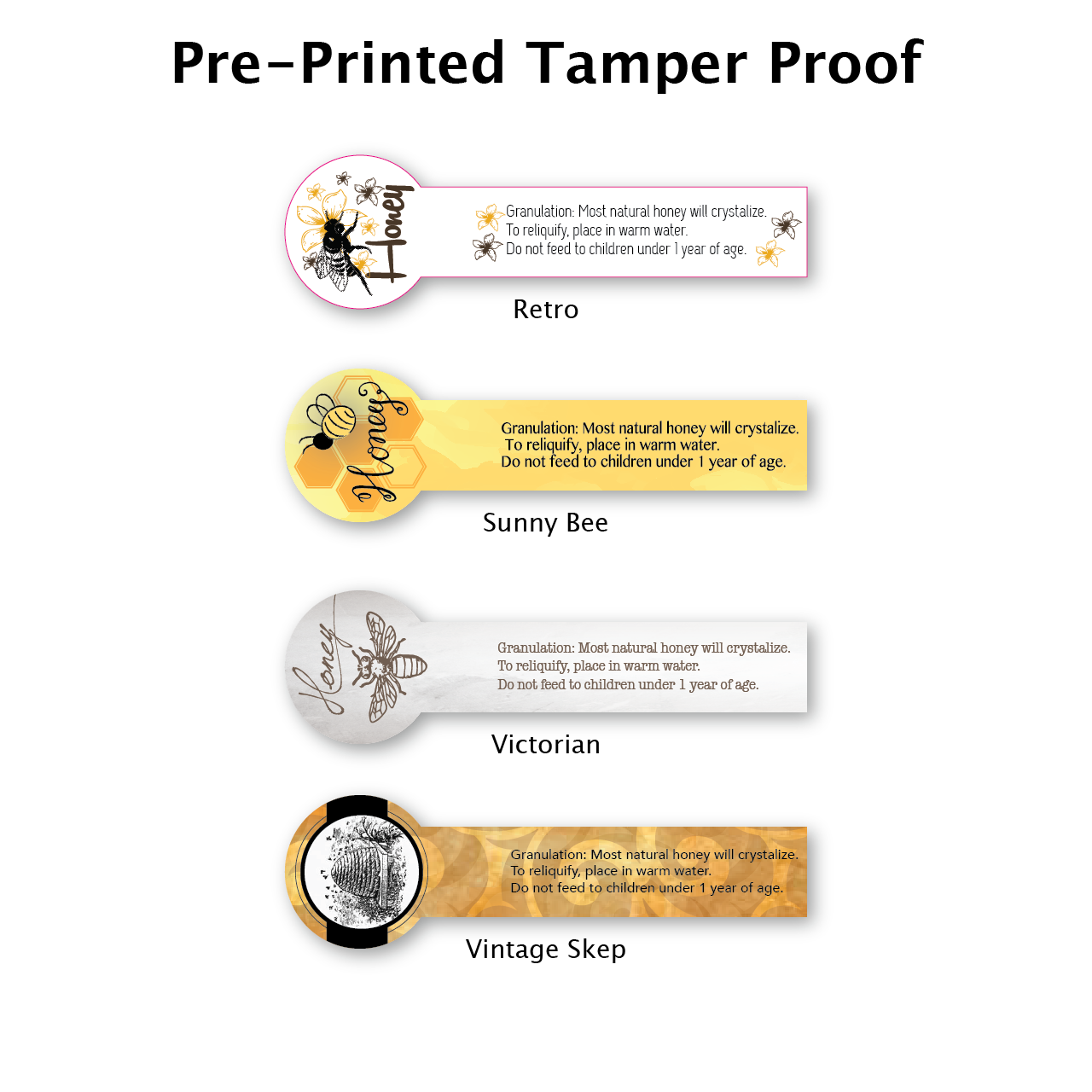 Pre Printed Tamper Proof Labels (roll of 250)