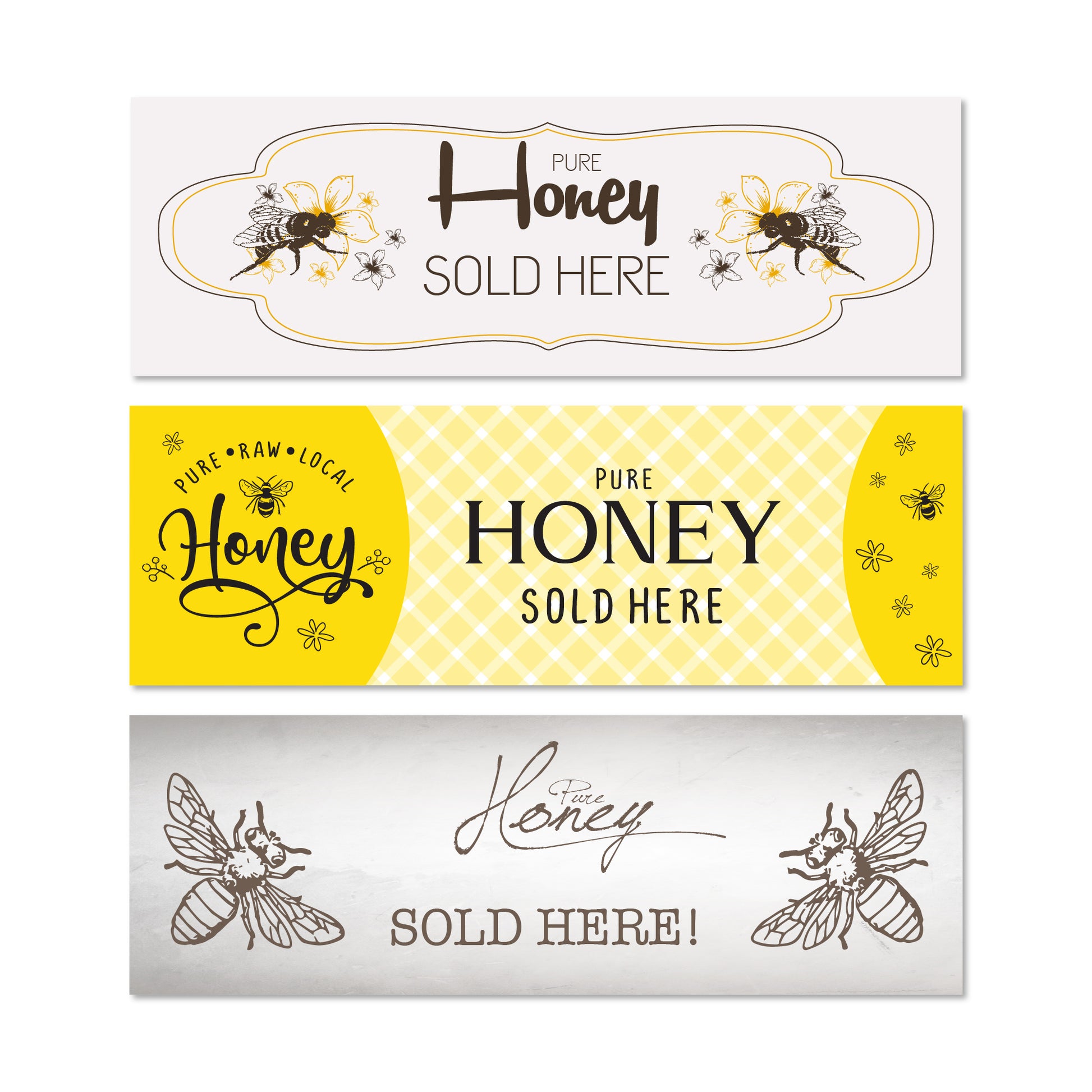 "Pure Honey Sold Here" Stock Vinyl Banner [HFS-SBAN]