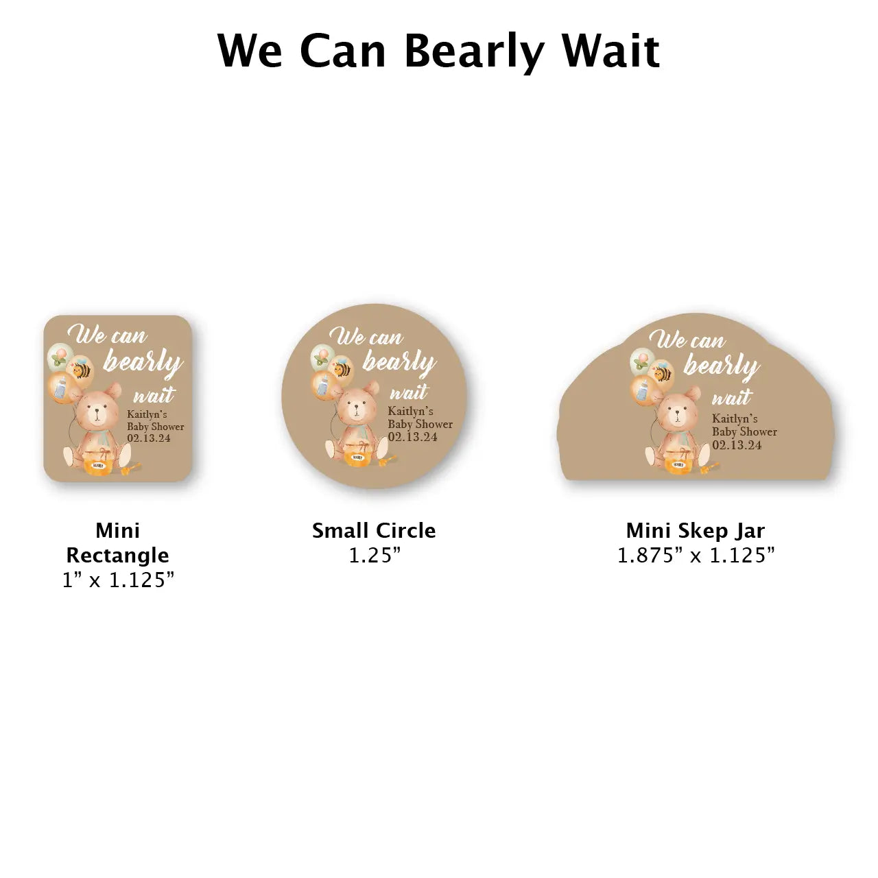 We Can Bearly Wait - Favor Label (100 Count) Blue Sky Bee Supply